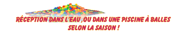 Réception dans l’eau ,ou dans une piscine à bAlleS 
Selon la saison !
